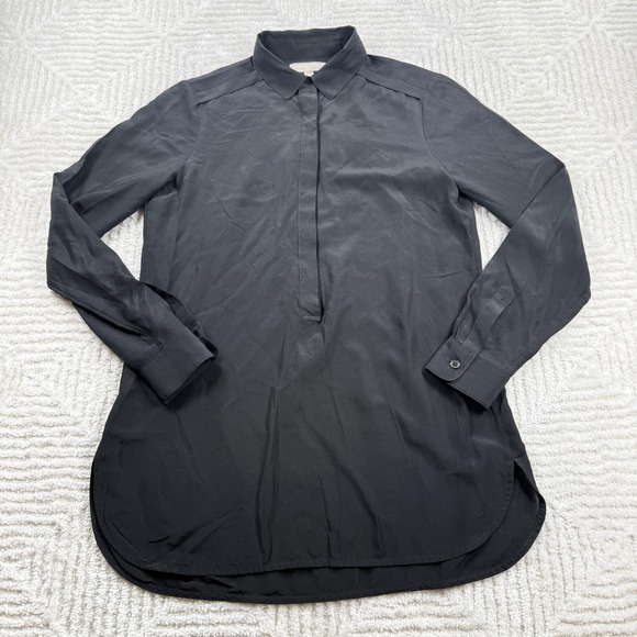 Banana Republic Tops - Banana Republic Silk Tunic Blouse Womens XS Black Office Career Work Top Capsule